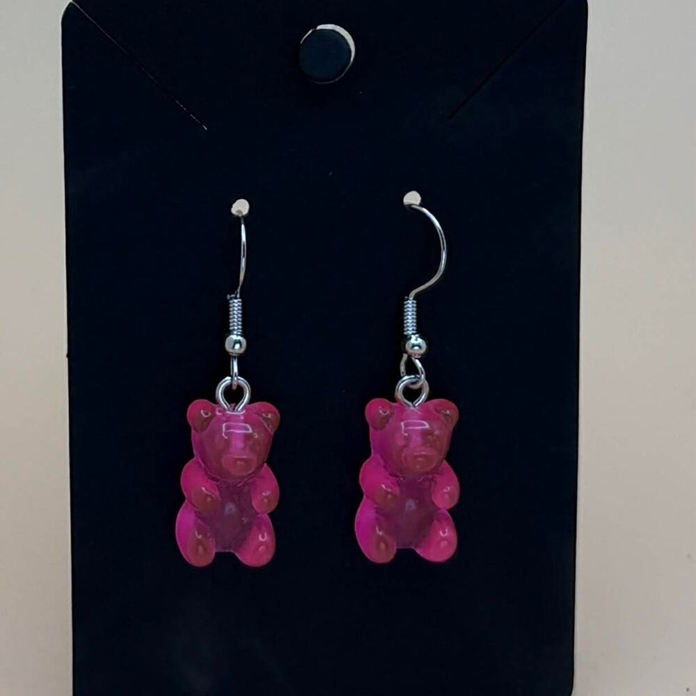 Pink Gummy Bear Dangle Earrings | Cute & Playful Jewelry